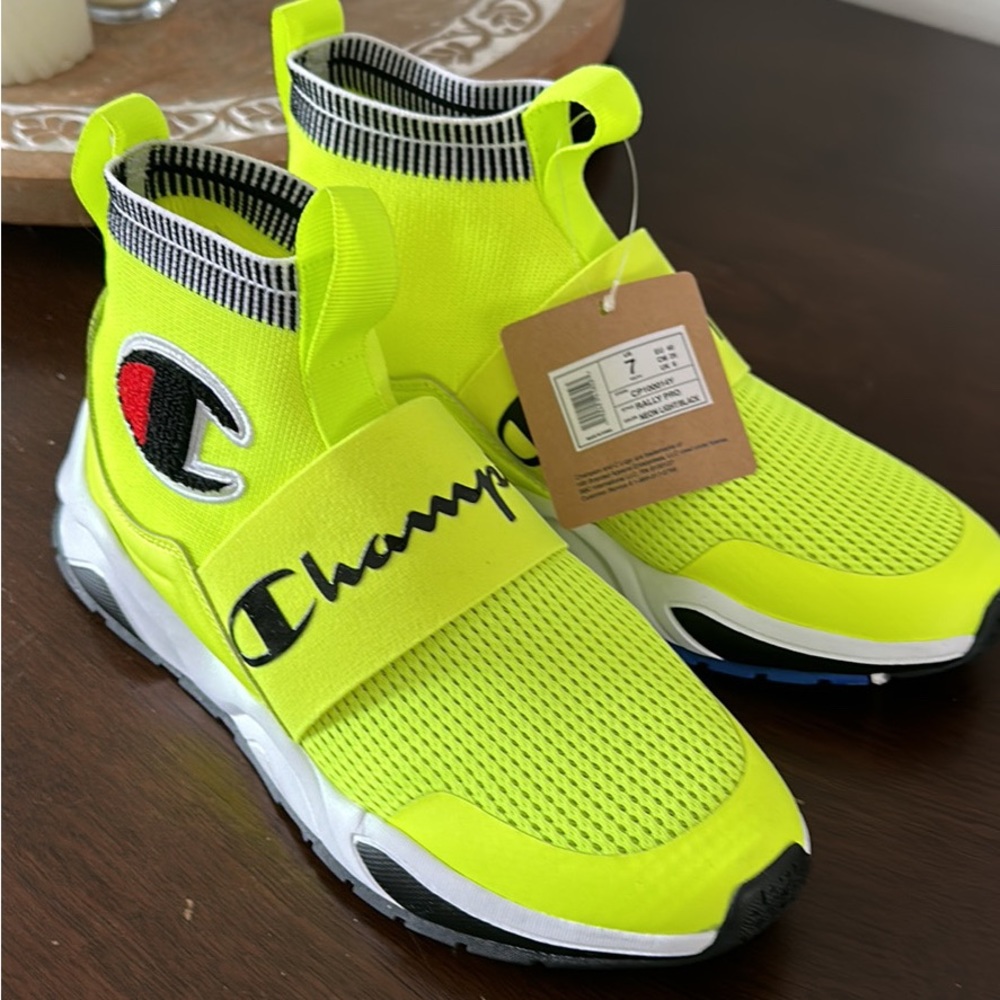 Champion Neon Yellow Boys Tennis Shoe sz 7